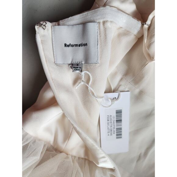 NWD Reformation Alouette Dress Size 4 Ivory Fior Di Latte #HW404 - Picture 10 of 14